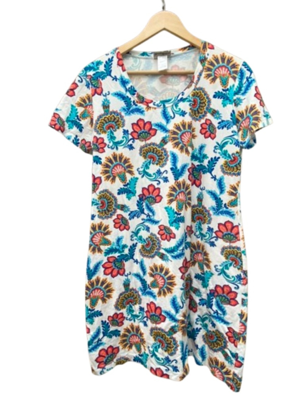 Tommy Bahama Vibrant Paisley Floral T-Shirt Dress Short Sleeve